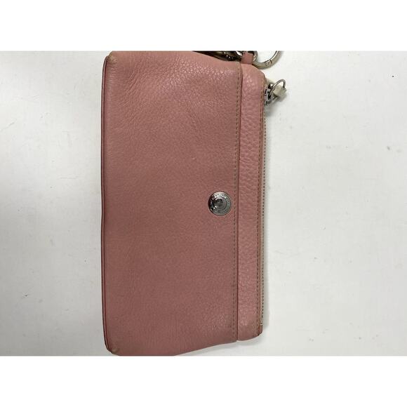 Coach Pebble Leather Blush Pink Clutch Wristlet Bag Wallet - Picture 3 of 7